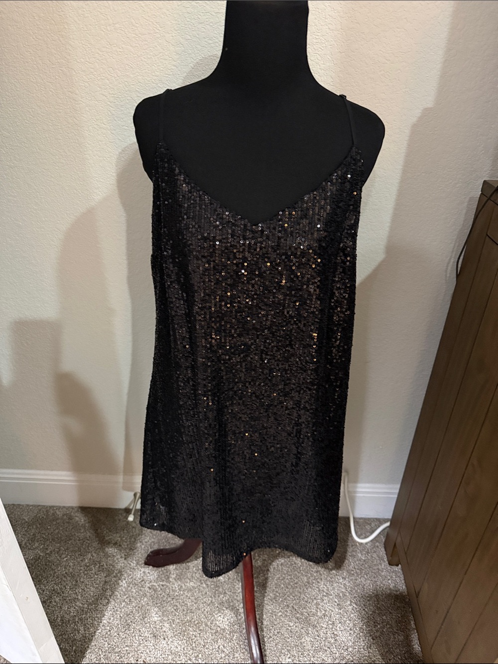 Banana Republic Black Sequin Mini Slip Dress